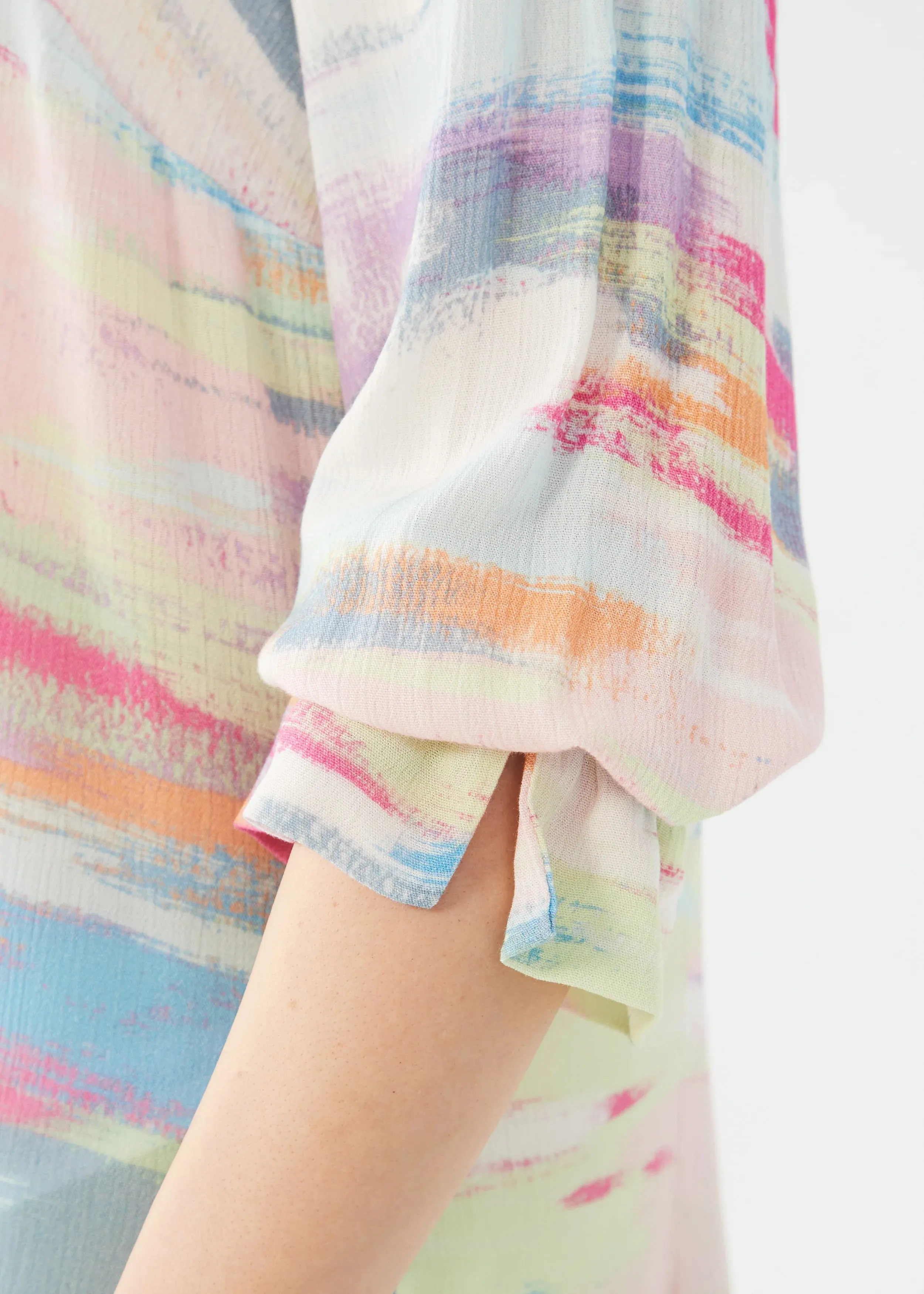 Starla Slit Detail Three Quarter Sleeve Crepe Shirt - FDJ French Dressing 7143493