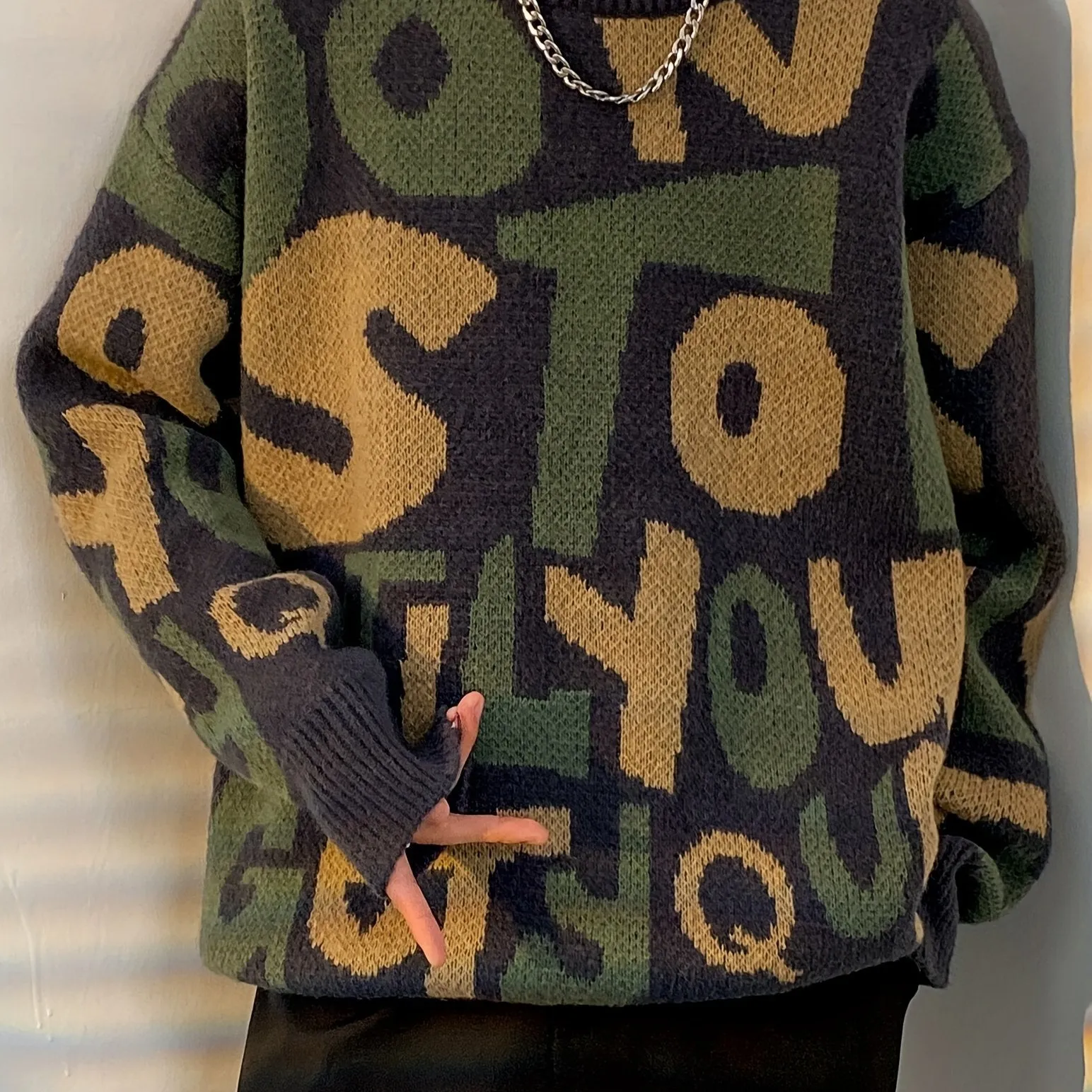 THADIN | Stylish Knitted Mens Sweater with Alphabet Pattern