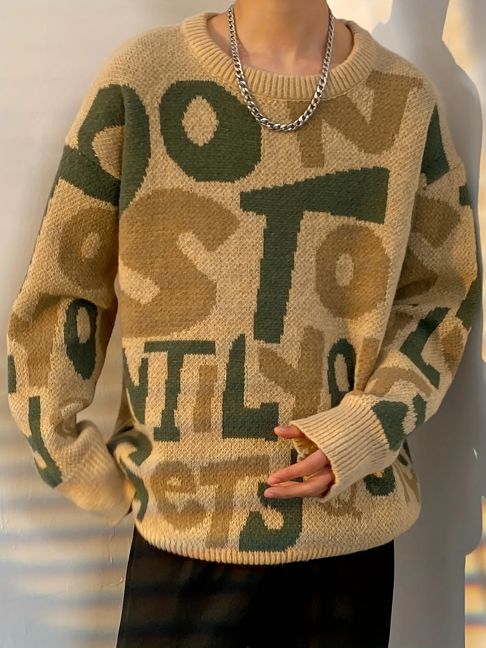 THADIN | Stylish Knitted Mens Sweater with Alphabet Pattern
