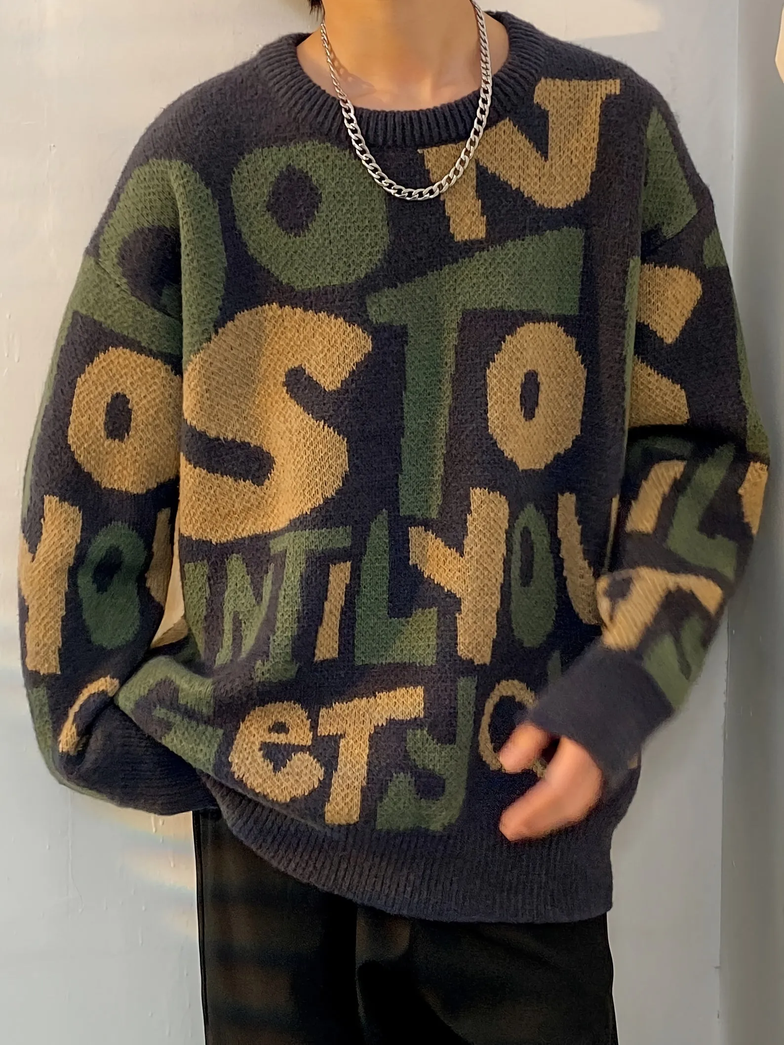 THADIN | Stylish Knitted Mens Sweater with Alphabet Pattern