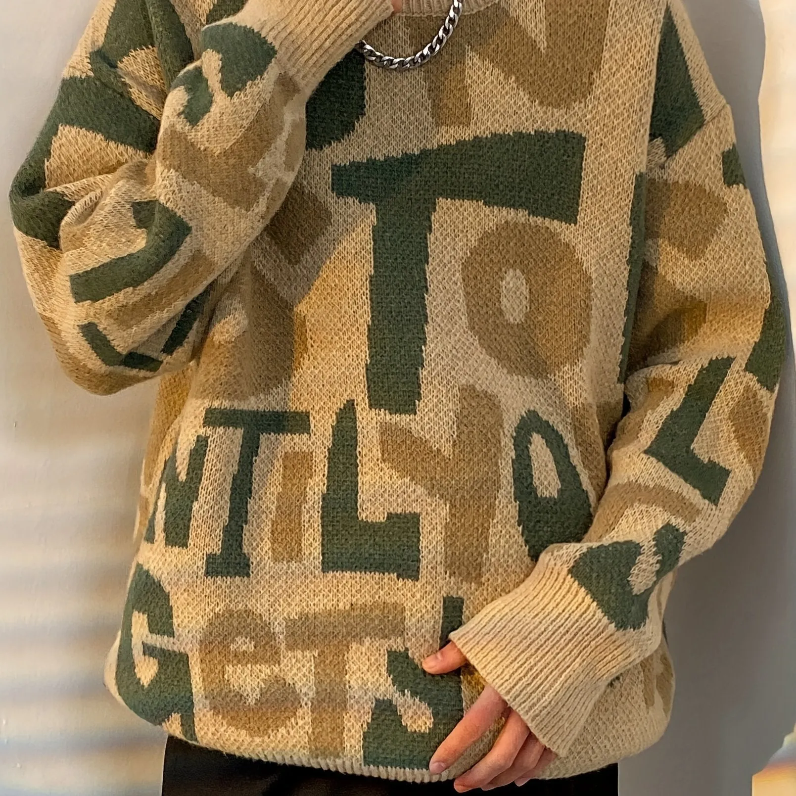 THADIN | Stylish Knitted Mens Sweater with Alphabet Pattern
