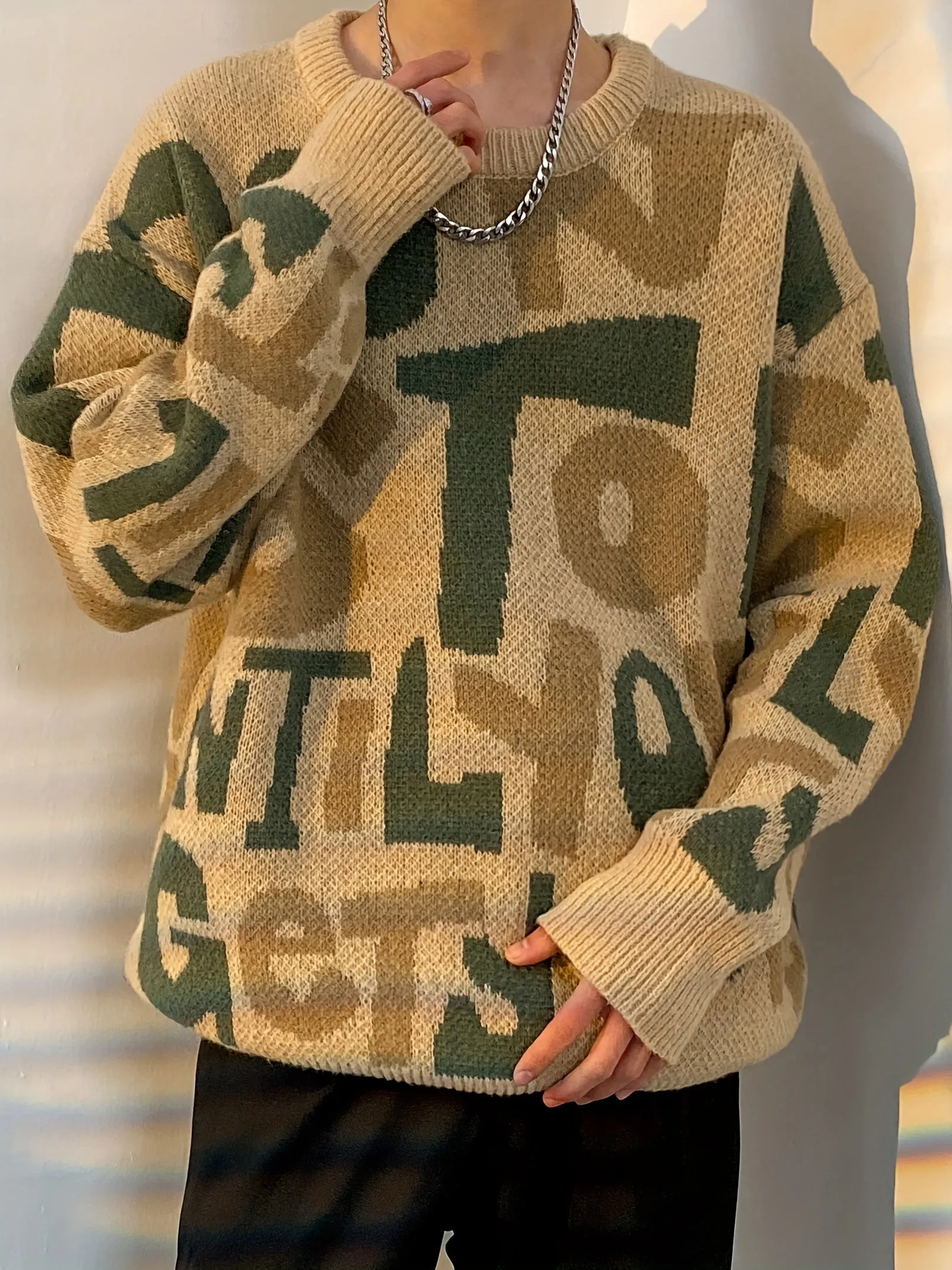 THADIN | Stylish Knitted Mens Sweater with Alphabet Pattern