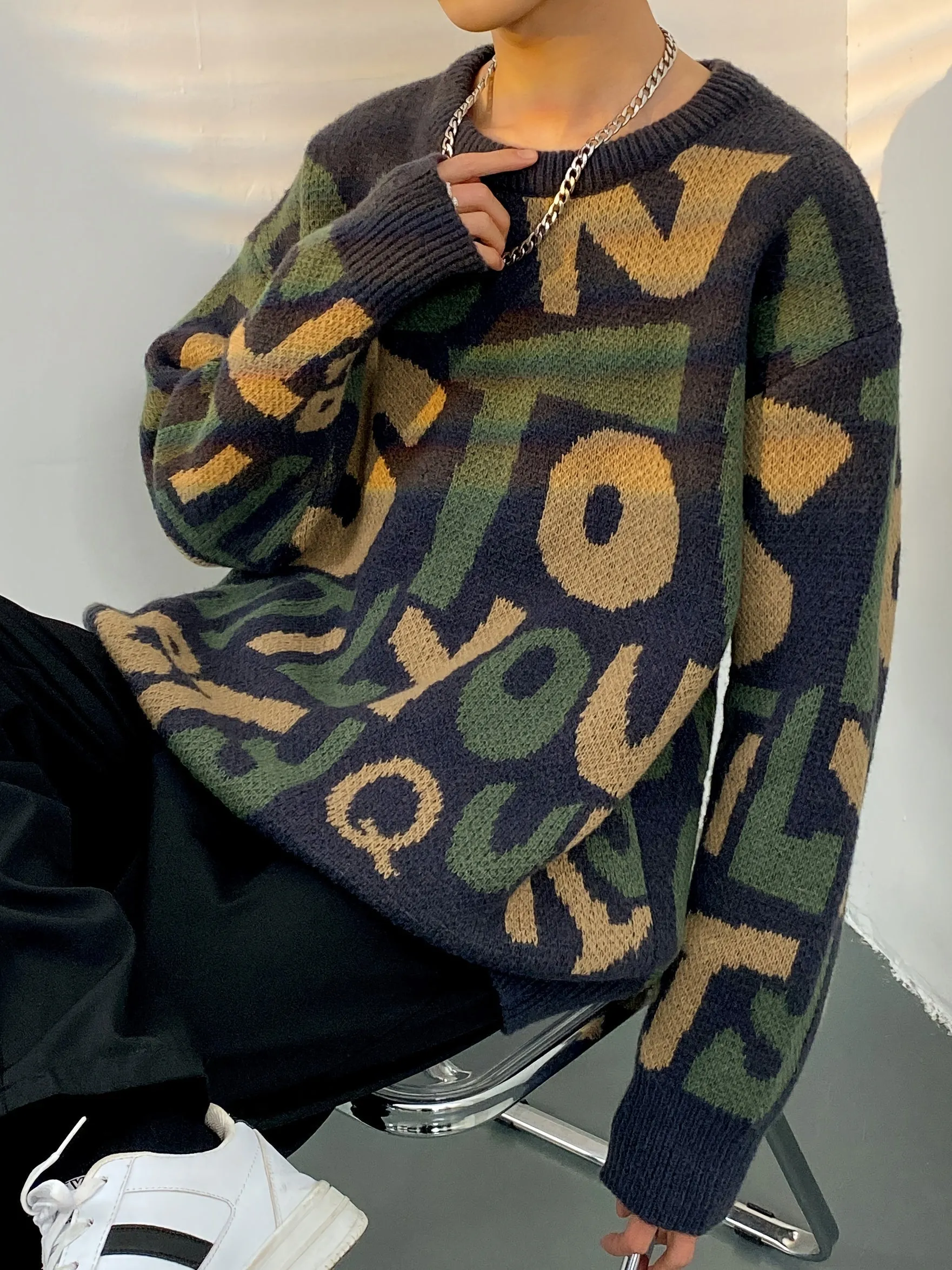 THADIN | Stylish Knitted Mens Sweater with Alphabet Pattern