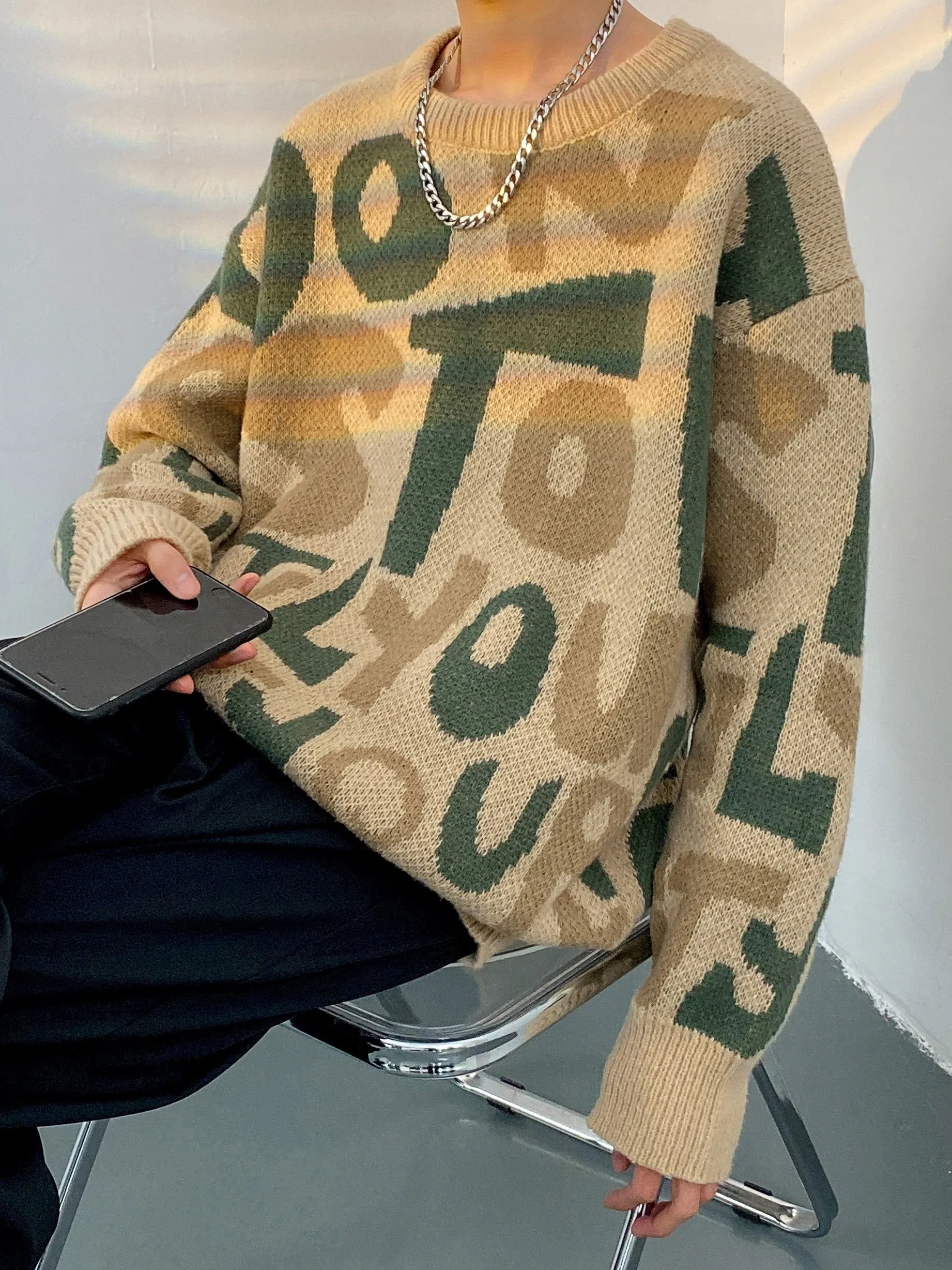 THADIN | Stylish Knitted Mens Sweater with Alphabet Pattern
