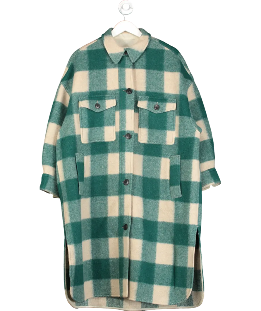 toile Isabel Marant Green Isabel Marant toile Oversize Fontizi Checked Felted Coat Sz0 UK 4