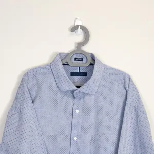 Tommy Hilfiger Shirt Mens XL Blue Polka Dot Collared Button Down