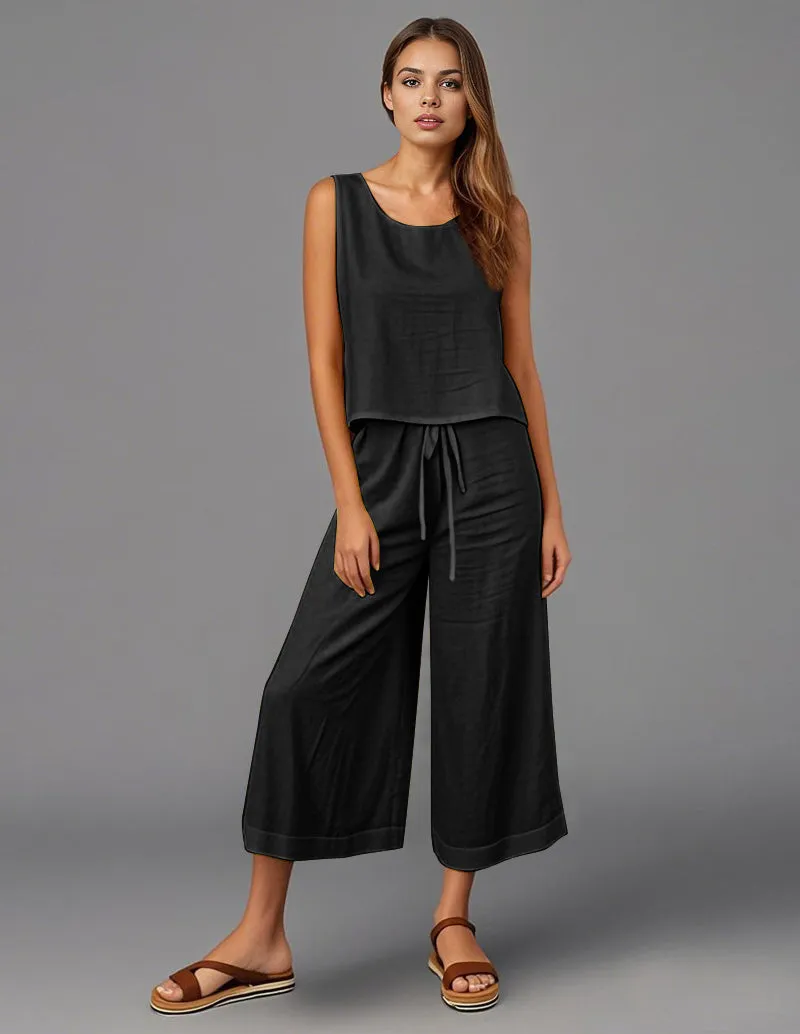 Versatile Cotton Tank Top Pants Set