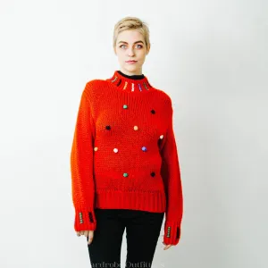 Vintage Knit Polka Dot Sweater - Small