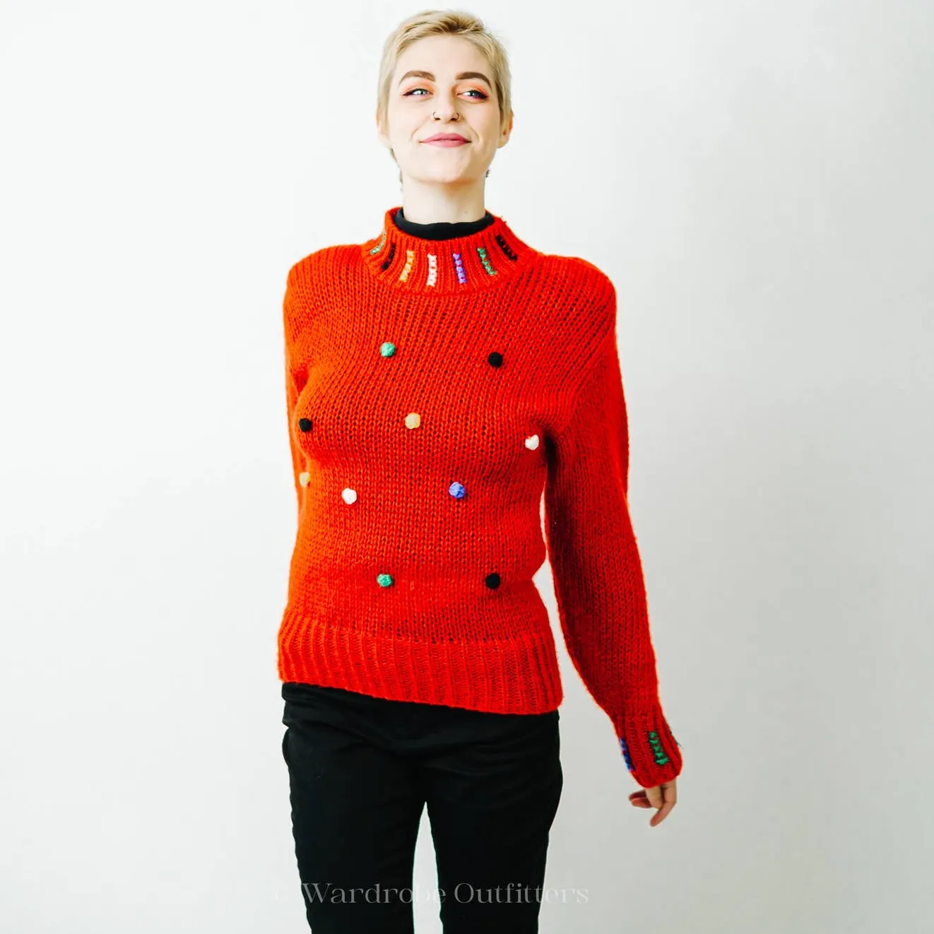 Vintage Knit Polka Dot Sweater - Small