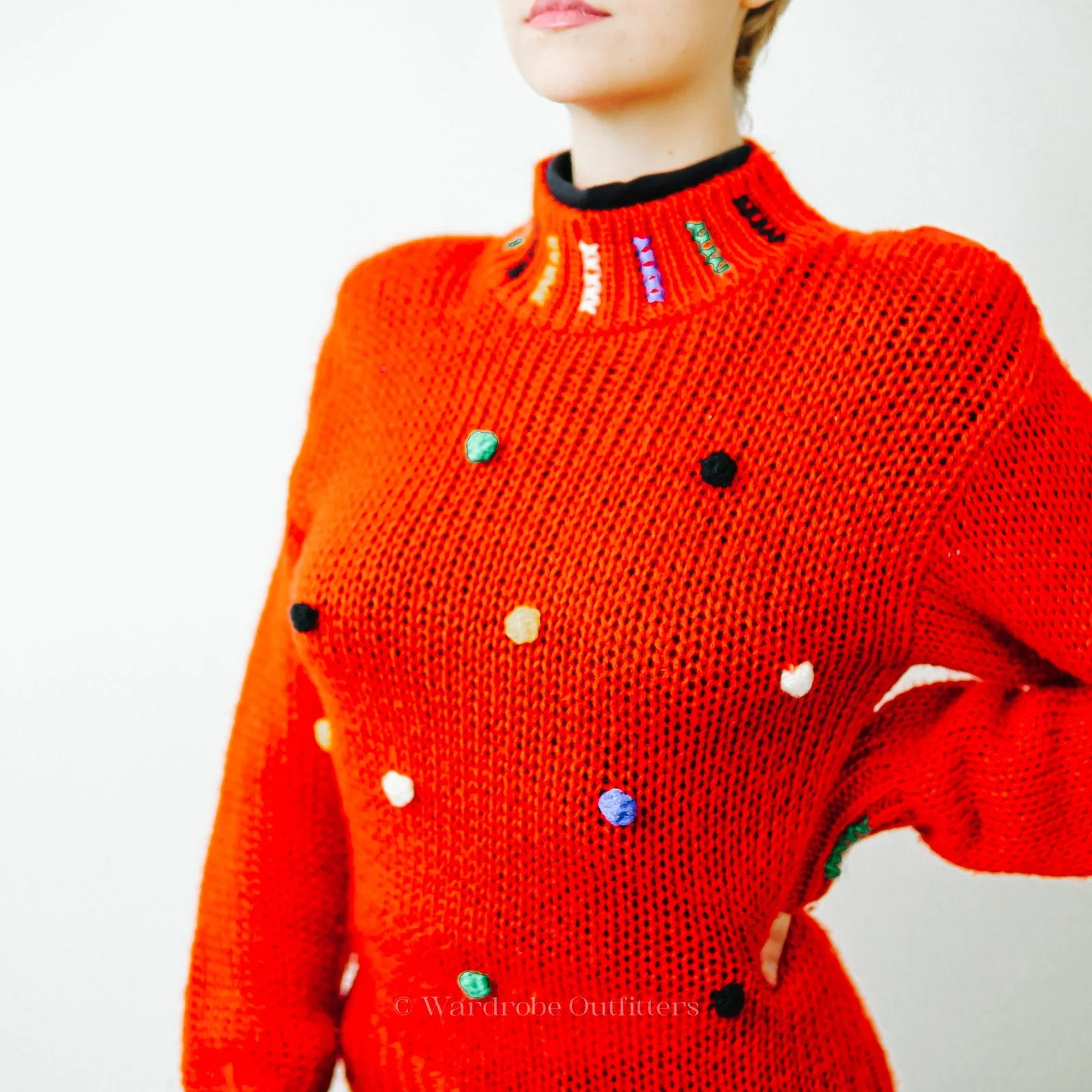 Vintage Knit Polka Dot Sweater - Small