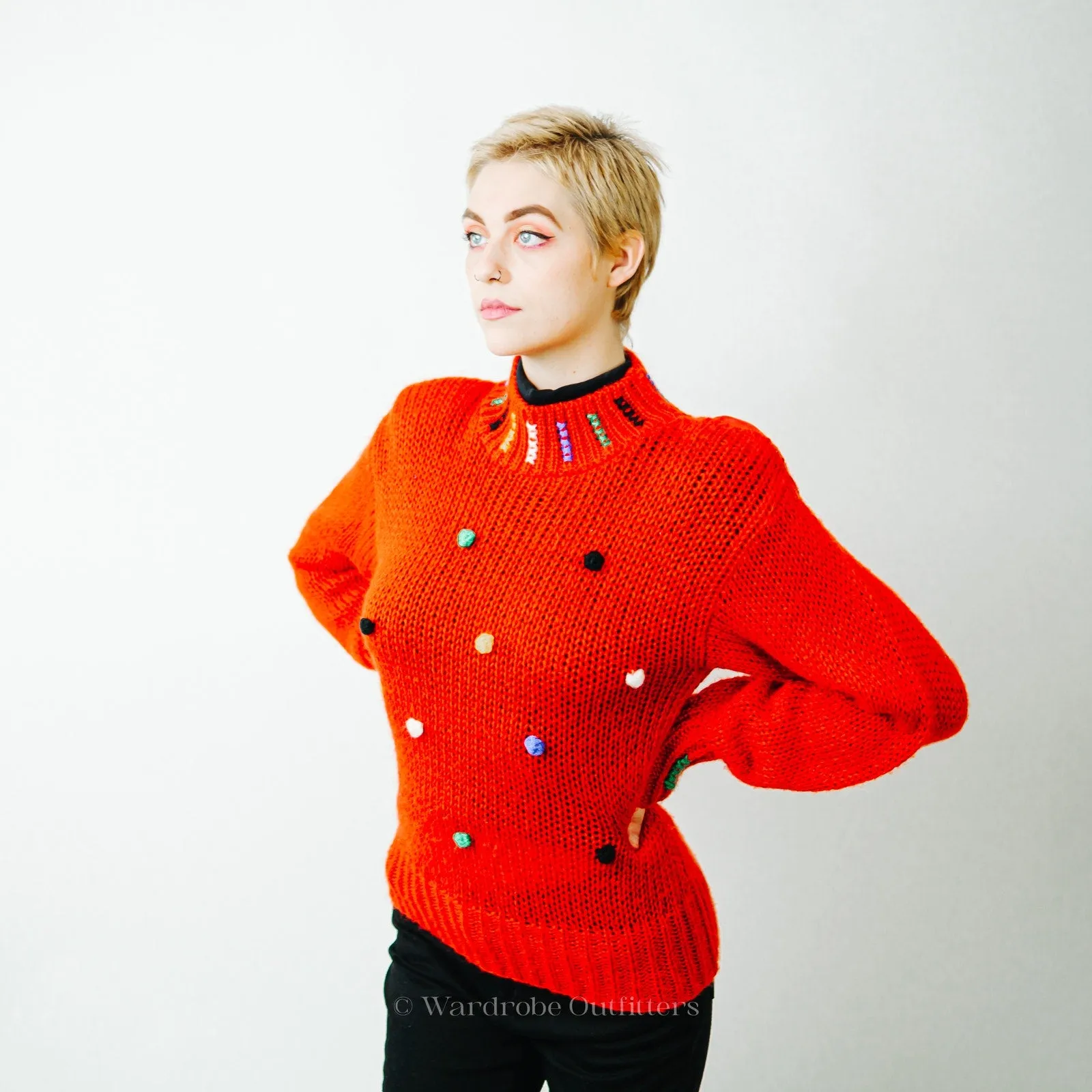 Vintage Knit Polka Dot Sweater - Small