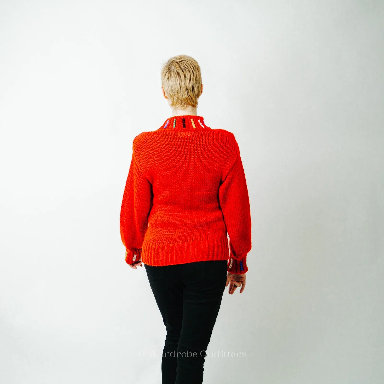 Vintage Knit Polka Dot Sweater - Small