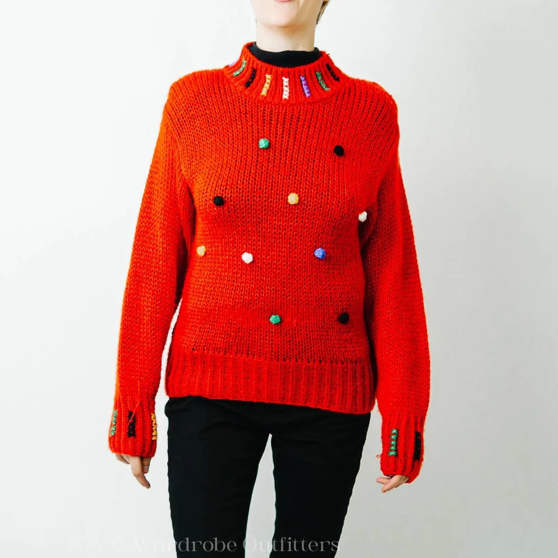 Vintage Knit Polka Dot Sweater - Small