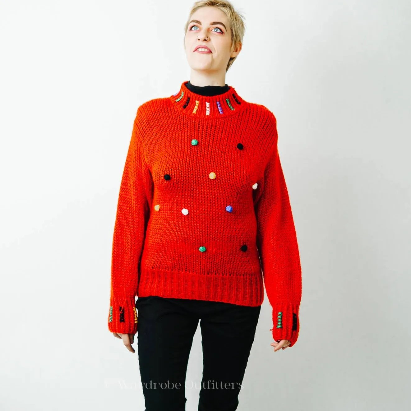 Vintage Knit Polka Dot Sweater - Small