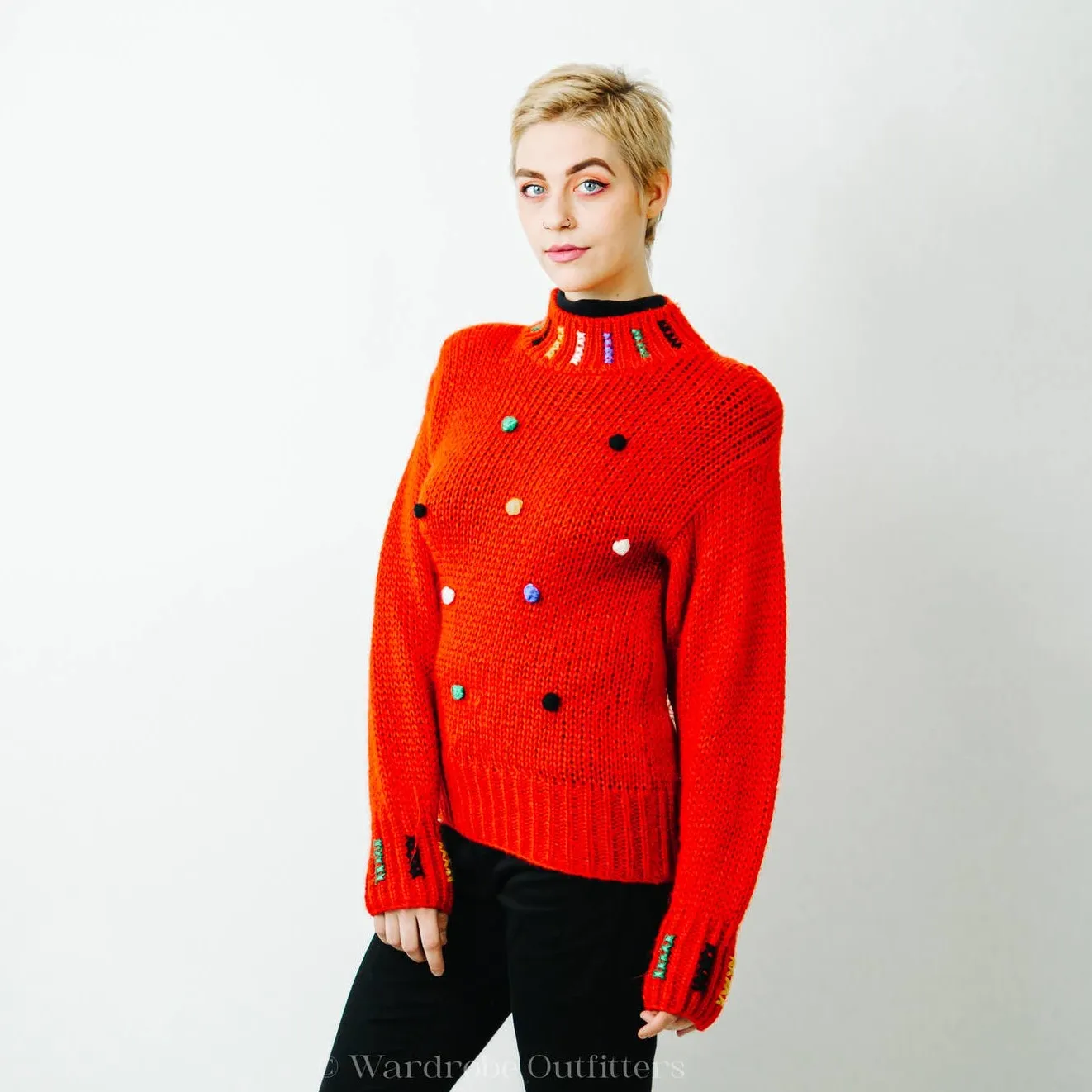 Vintage Knit Polka Dot Sweater - Small