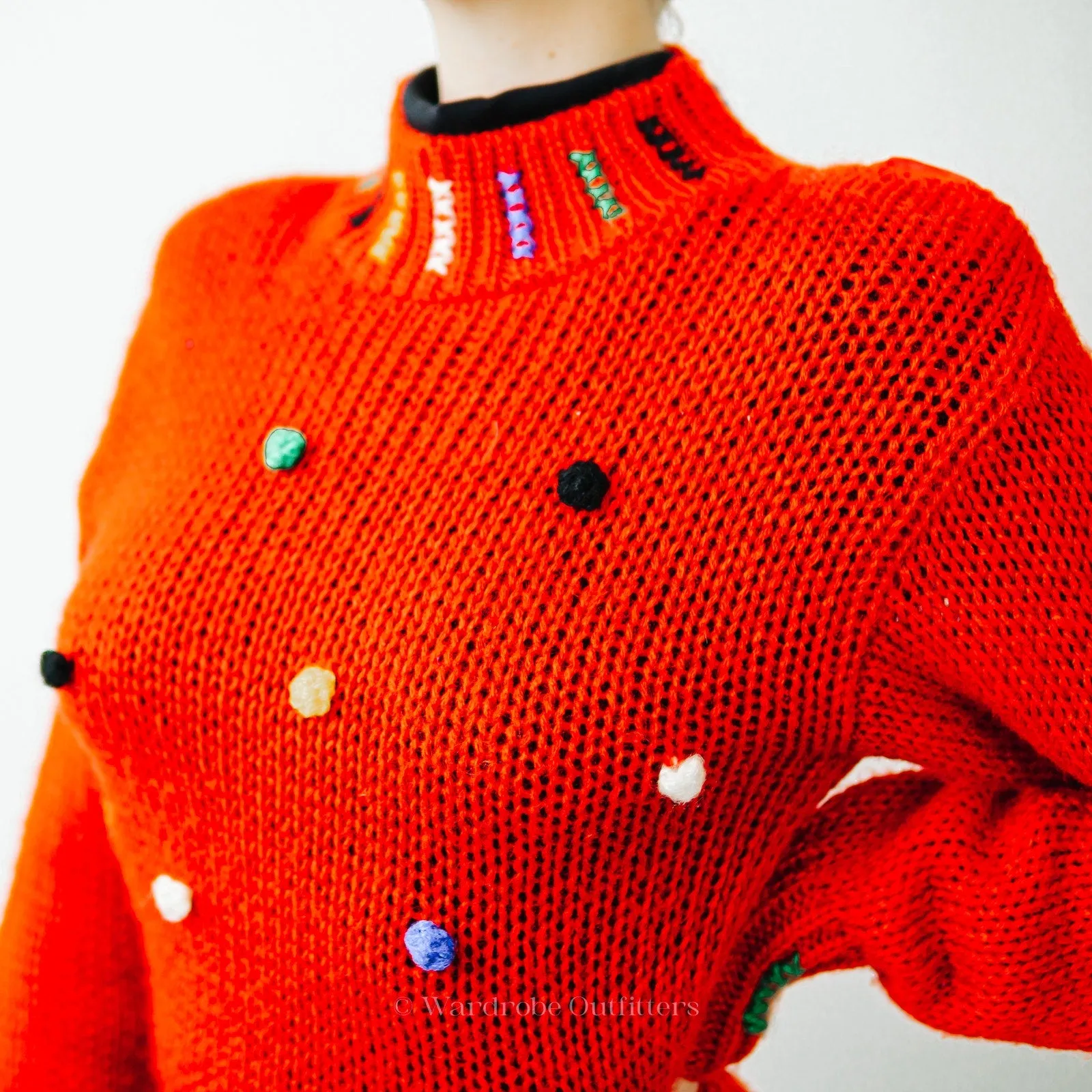 Vintage Knit Polka Dot Sweater - Small