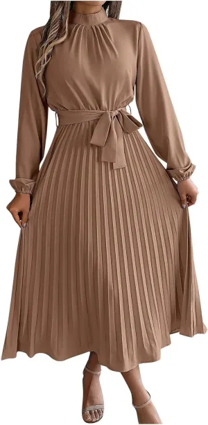 Wedding Guest Dresses for Women Women's Long Sleeve Maxi Dress Flowy Casual Fall A-Line Long Cocktail Tshirt Dress