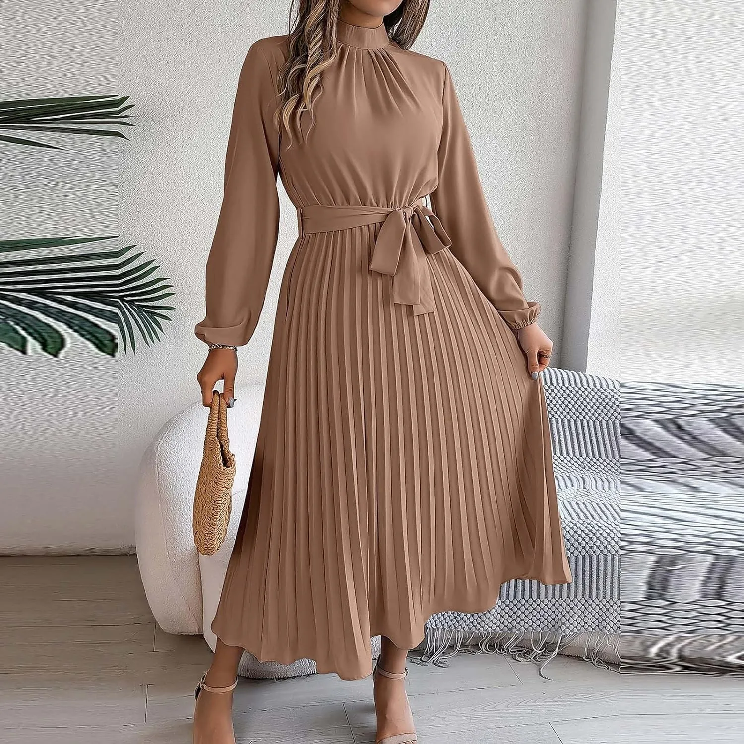 Wedding Guest Dresses for Women Women's Long Sleeve Maxi Dress Flowy Casual Fall A-Line Long Cocktail Tshirt Dress