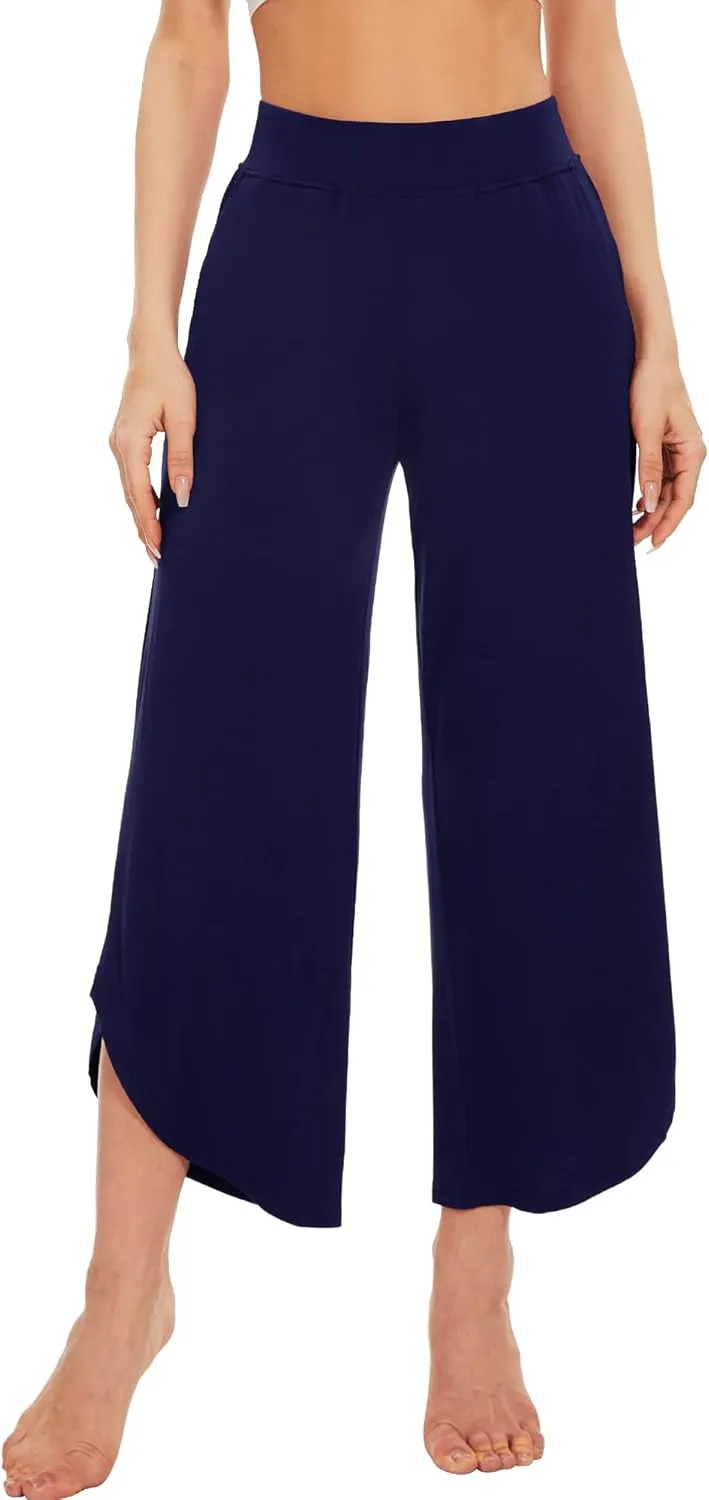 WiWi Viscose from Bamboo Pajama Bottoms Wide Leg Capri Pj Pants for Women Soft Lounge High Waist Cool Sweatpants S-XXL