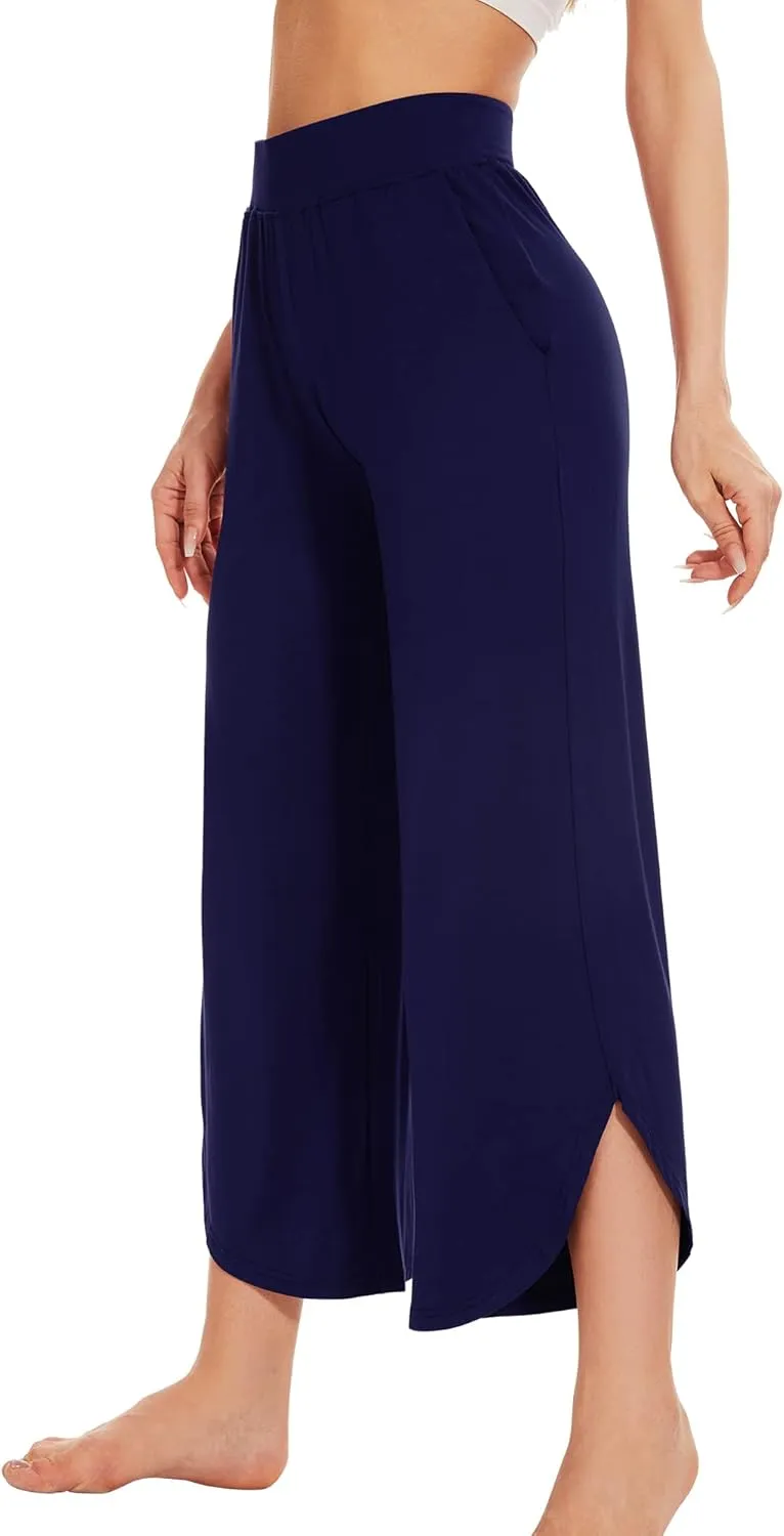 WiWi Viscose from Bamboo Pajama Bottoms Wide Leg Capri Pj Pants for Women Soft Lounge High Waist Cool Sweatpants S-XXL