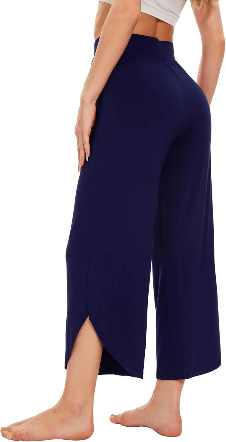 WiWi Viscose from Bamboo Pajama Bottoms Wide Leg Capri Pj Pants for Women Soft Lounge High Waist Cool Sweatpants S-XXL