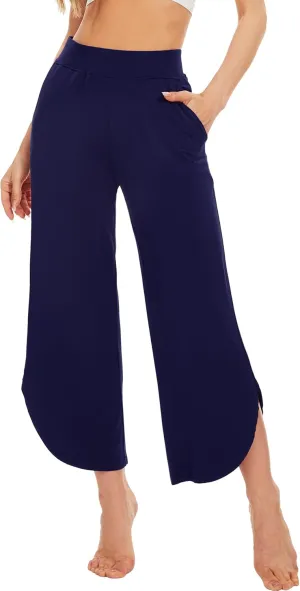 WiWi Viscose from Bamboo Pajama Bottoms Wide Leg Capri Pj Pants for Women Soft Lounge High Waist Cool Sweatpants S-XXL