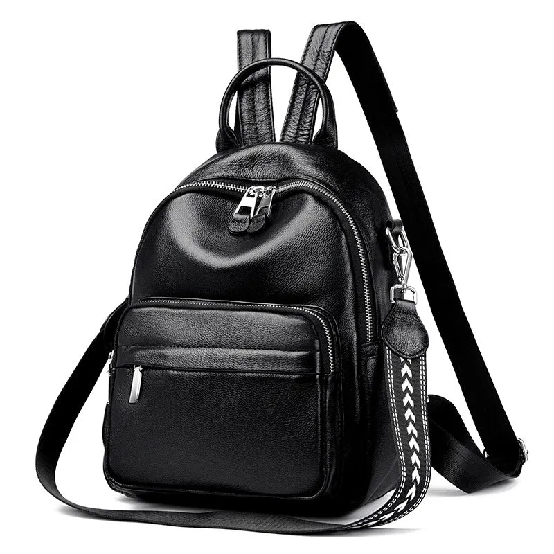Women's Versatile Travel Leather Backpack Casual