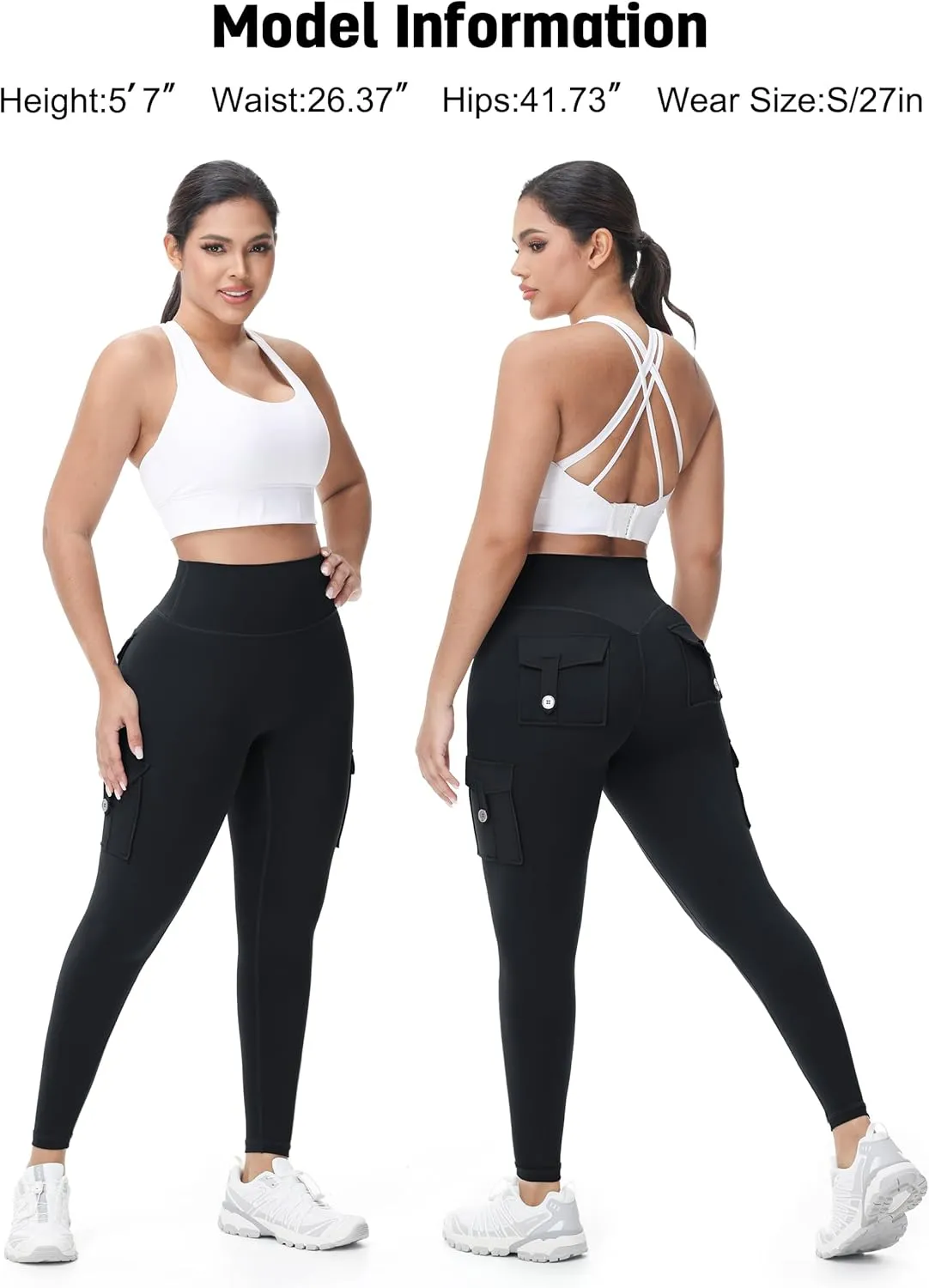 Workout Cargo Leggings with Pockets for Women 25/27/29 Hidden Scrunch Seamless Butt Lifting Gym Yoga Pants